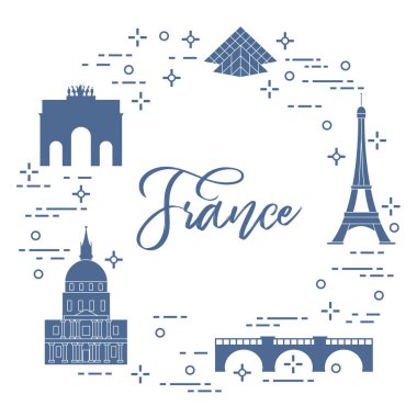 Paris'in ünlü binalar. Simgeler ve simge. Seyahat ve eğlence.