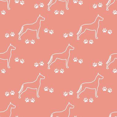 Köpek ve köpek ile Seamless modeli izler. Hayvan desen.