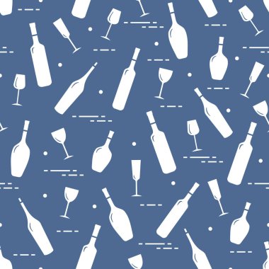 Dikişsiz desen şarap bardakları ve şarap şişeleri. Şarap yapma. Tatmak. Sommelier.