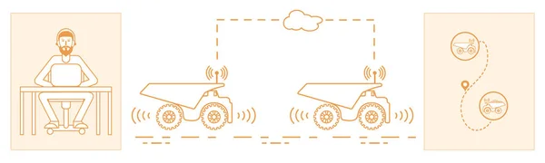 智能交通和卡车运输 运输的监视和控制 新技术 — 图库矢量图片
