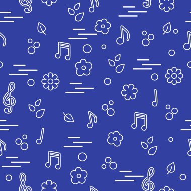 Dikişsiz desen notlar, çiçekler, yapraklar. Şablon tasarım, kumaş, yazdırma.