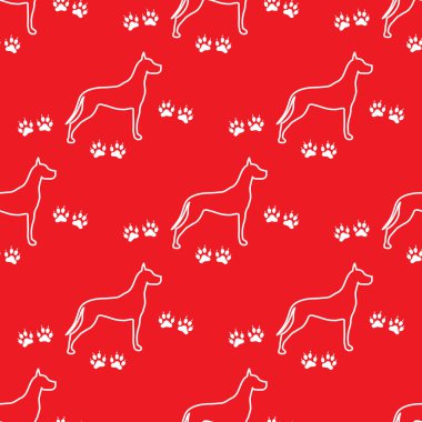 Köpek ve köpek ile Seamless modeli izler. Hayvan desen.