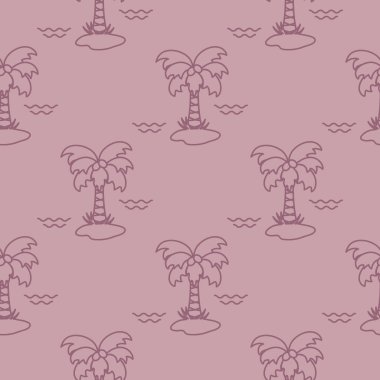 Palmiye ağaçları, hindistancevizi ve dalgalar ile Seamless modeli. Tasarım kartpostal, davet, afiş için.