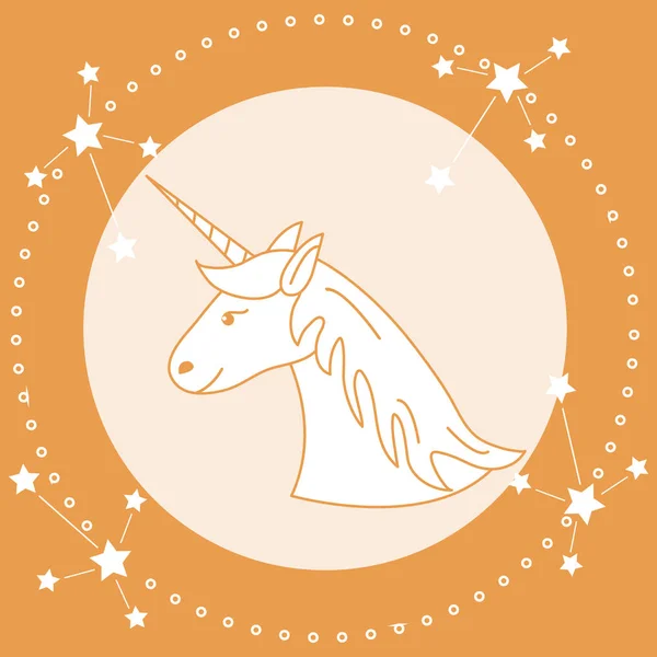 Magic Unicorn Constellations Design Children Graphic Shirt Cover Gift Card — Stock Vector
