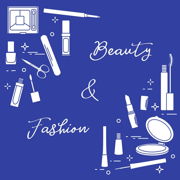 Cosmética Decorativa Accesorios Para Cuidado Uñas Estilo Moda Moda Glamour — Vector de stock