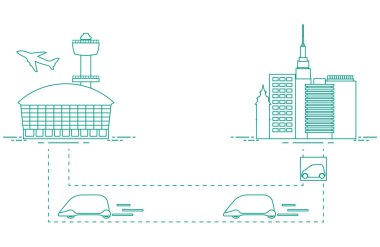 Yüksek hızlı ulaşım Havaalanı şehirden gelen yolcu. Bilimsel ve teknik ilerleme. Yeni teknoloji.