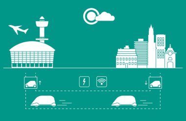 Yüksek hızlı ulaşım Havaalanı şehirden gelen yolcu. Bilimsel ve teknik ilerleme. Yeni teknoloji.