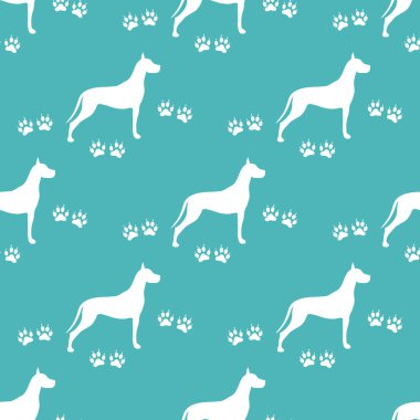 Köpek ve köpek ile Seamless modeli izler. Hayvan desen.