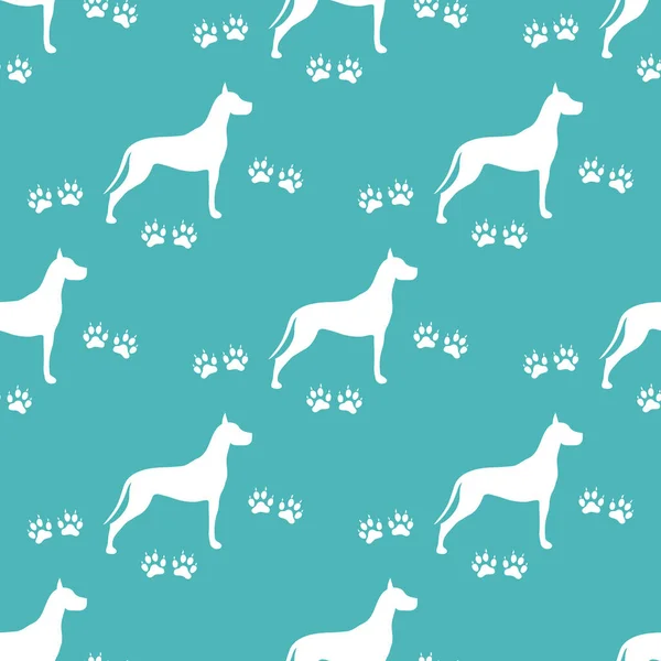 Seamless pattern with dog and dog tracks. Animal pattern.