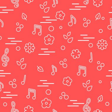 Dikişsiz desen notlar, çiçekler, yapraklar. Şablon tasarım, kumaş, yazdırma.