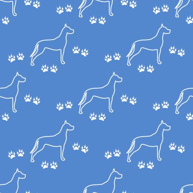 Köpek ve köpek ile Seamless modeli izler. Hayvan desen.