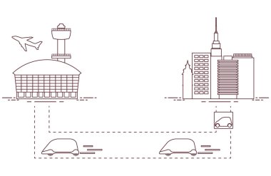 Yüksek hızlı ulaşım Havaalanı şehirden gelen yolcu. Bilimsel ve teknik ilerleme. Yeni teknoloji.