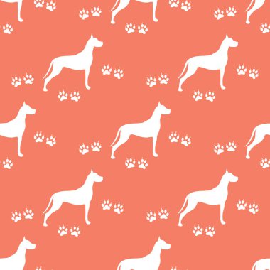 Köpek ve köpek ile Seamless modeli izler. Hayvan desen.