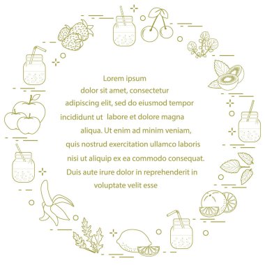 Smoothies ve güler yüzlü yapmak için malzemeler ile jar. Sağlıklı beslenme alışkanlıkları. Kolay pişirme işlemi.