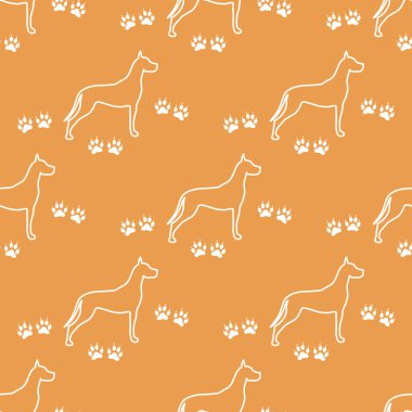 Köpek ve köpek ile Seamless modeli izler. Hayvan desen.