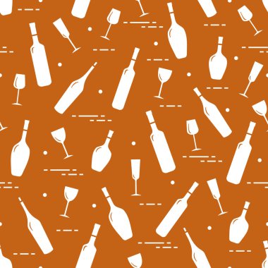 Dikişsiz desen şarap bardakları ve şarap şişeleri. Şarap yapma. Tatmak. Sommelier.