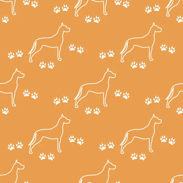 Seamless pattern with dog and dog tracks. Animal pattern.