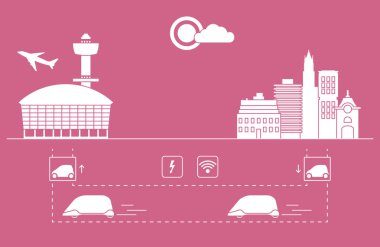 Yüksek hızlı ulaşım Havaalanı şehirden gelen yolcu. Bilimsel ve teknik ilerleme. Yeni teknoloji.