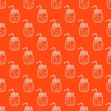 Güler yüzlü kavanoz ve tüpler ile Seamless modeli. Sağlıklı beslenme alışkanlıkları. Kolay pişirme işlemi.