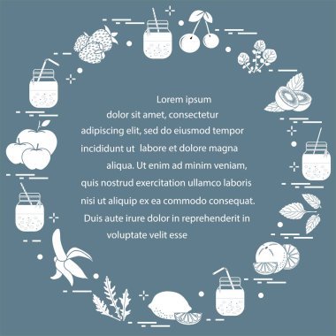 Smoothies ve güler yüzlü yapmak için malzemeler ile jar. Sağlıklı beslenme alışkanlıkları. Kolay pişirme işlemi.