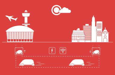 Yüksek hızlı ulaşım Havaalanı şehirden gelen yolcu. Bilimsel ve teknik ilerleme. Yeni teknoloji.