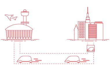 Yüksek hızlı ulaşım Havaalanı şehirden gelen yolcu. Bilimsel ve teknik ilerleme. Yeni teknoloji.