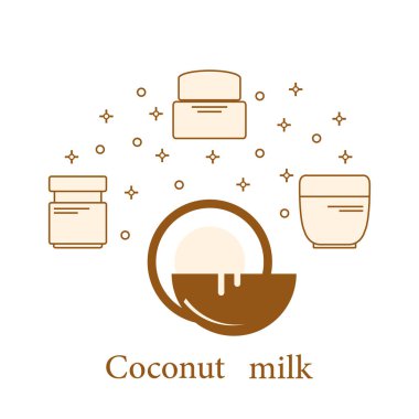 Kozmetik ve bakım ürünleri için Hindistan cevizi sütü. Glamour moda moda stil.