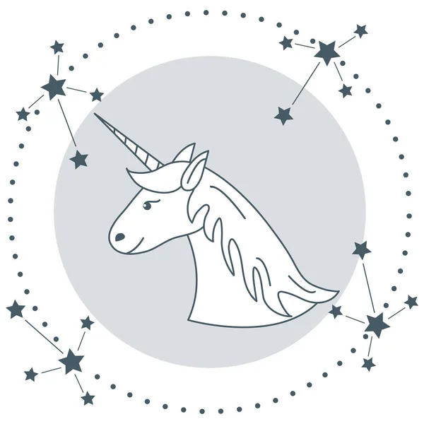 Magic Unicorn Constelații Design Pentru Copii Grafic Tricou Coperta Card — Vector de stoc