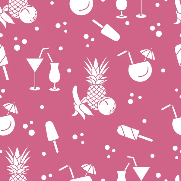 Kokteyller, dondurma, ananas, portakal, muz ile Seamless modeli. Yaz dinlenme kavramı.