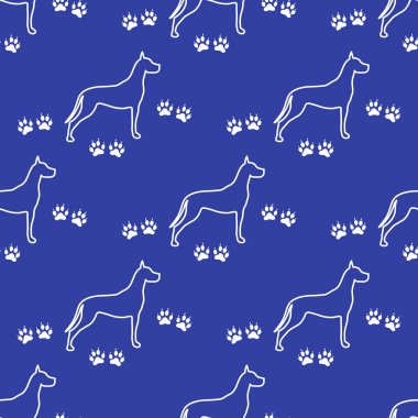 Köpek ve köpek ile Seamless modeli izler. Hayvan desen.