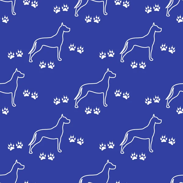 Seamless pattern with dog and dog tracks. Animal pattern.