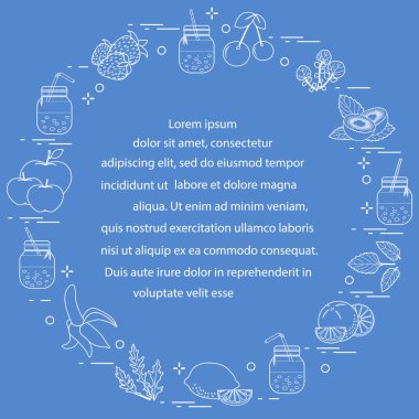 Smoothies ve güler yüzlü yapmak için malzemeler ile jar. Sağlıklı beslenme alışkanlıkları. Kolay pişirme işlemi.