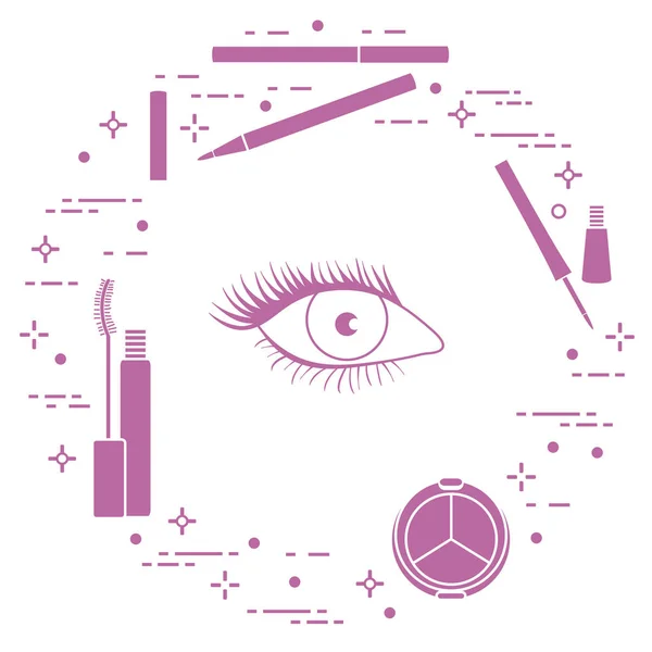 Maquiagem Dos Olhos Cosméticos Decorativos Estilo Moda Moda Glamour — Vetor de Stock