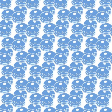 Çörek, Sufganiyah ile Seamless modeli. Popüler gıda Chanukah için. Yahudi Bayramı Hanuka.