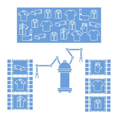 Akıllı otomatik robot olan sıralama. İnsanların robot mekanizmaları ile değiştirme. Yapay Zeka gelişimi.