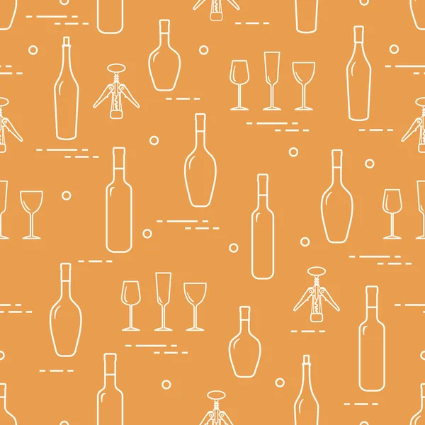 Patrón Sin Costuras Copas Vino Sacacorchos Botellas Vino Elaboración Vino — Archivo Imágenes Vectoriales