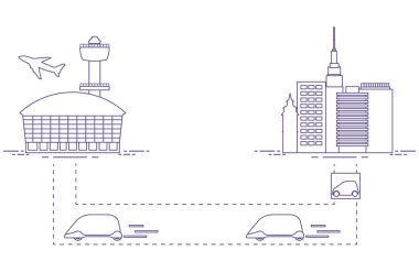 Yüksek hızlı ulaşım Havaalanı şehirden gelen yolcu. Bilimsel ve teknik ilerleme. Yeni teknoloji.
