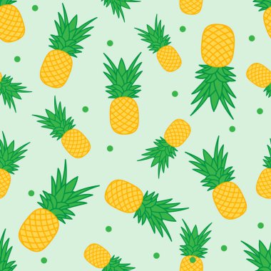 Ananas ile Seamless modeli. Tropikal meyve. Yaz arka plan.