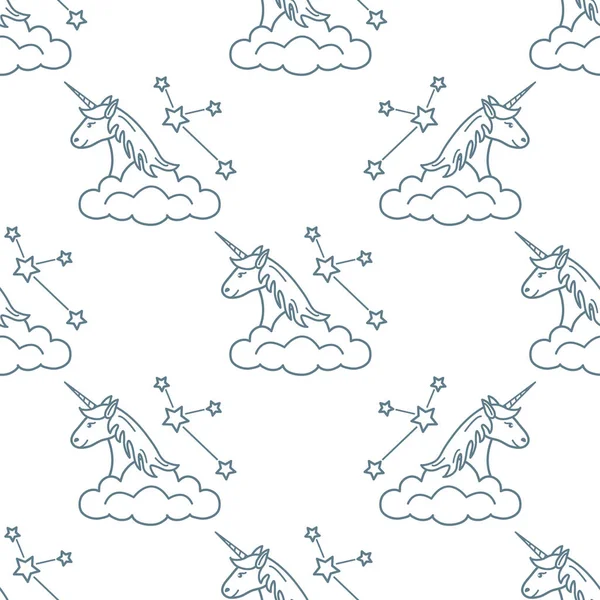 Wzór Magii Jednorożca Konstelacje Chmury Projekt Dla Dzieci Graficzny Shirt — Wektor stockowy