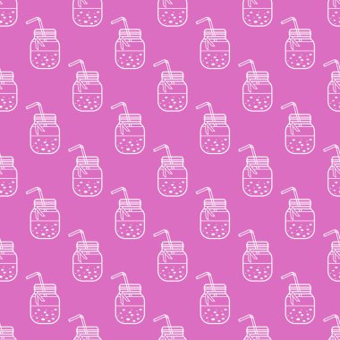 Güler yüzlü kavanoz ve tüpler ile Seamless modeli. Sağlıklı beslenme alışkanlıkları. Kolay pişirme işlemi.