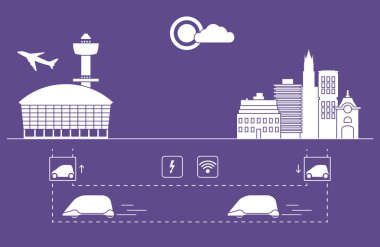 Yüksek hızlı ulaşım Havaalanı şehirden gelen yolcu. Bilimsel ve teknik ilerleme. Yeni teknoloji.