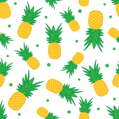 Ananas ile Seamless modeli. Tropikal meyve. Yaz arka plan.