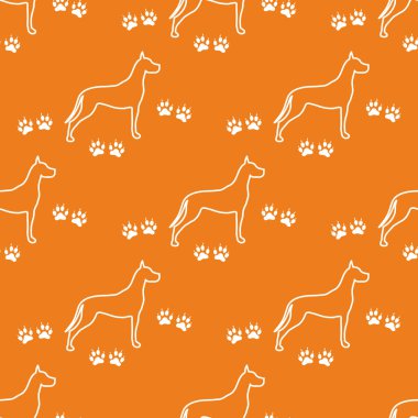 Köpek ve köpek ile Seamless modeli izler. Hayvan desen.