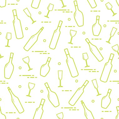 Dikişsiz desen şarap bardakları ve şarap şişeleri. Şarap yapma. Tatmak. Sommelier.