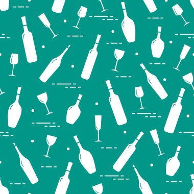 Dikişsiz desen şarap bardakları ve şarap şişeleri. Şarap yapma. Tatmak. Sommelier.