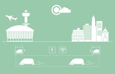 Yüksek hızlı ulaşım Havaalanı şehirden gelen yolcu. Bilimsel ve teknik ilerleme. Yeni teknoloji.