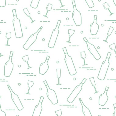 Dikişsiz desen şarap bardakları ve şarap şişeleri. Şarap yapma. Tatmak. Sommelier.