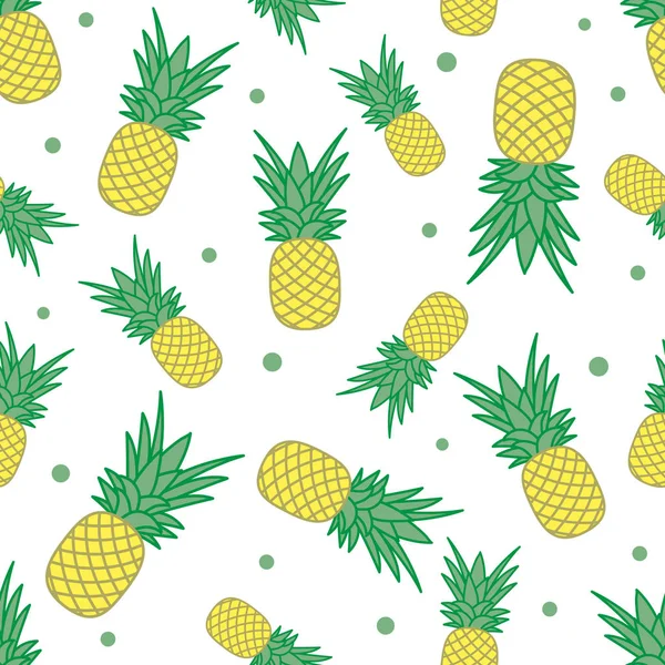 Seamless Pattern Pineapples Tropical Fruit Summer Background — Stock Vector