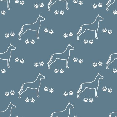 Köpek ve köpek ile Seamless modeli izler. Hayvan desen.