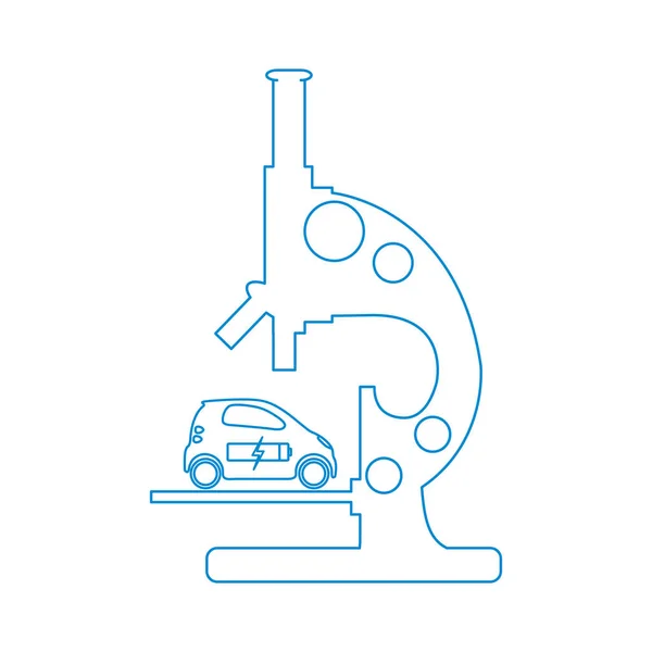 Microscoop Elektrische Auto Laad Accu Van Auto Nieuwe Eco Vervoertechnologieën — Stockvector